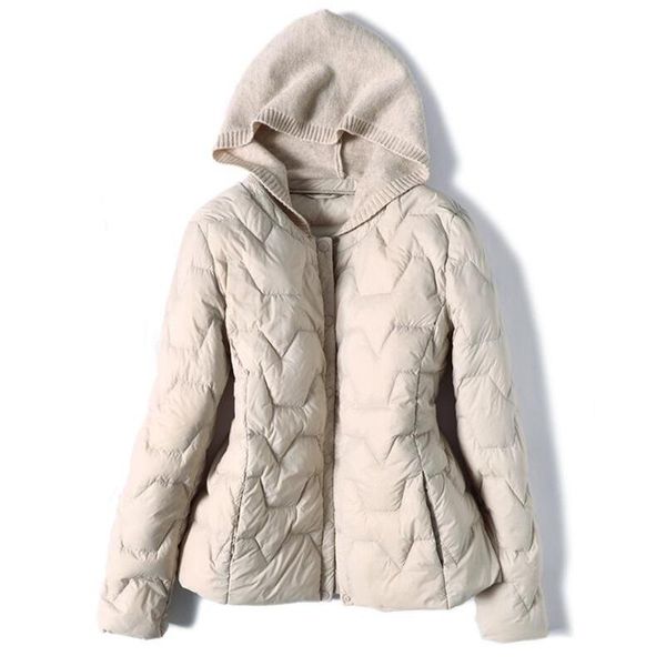 

winter short womens duck down jacket fashion ultra light thin coat autumn casual slim hooded outwear ed1512 women's & parkas, Black