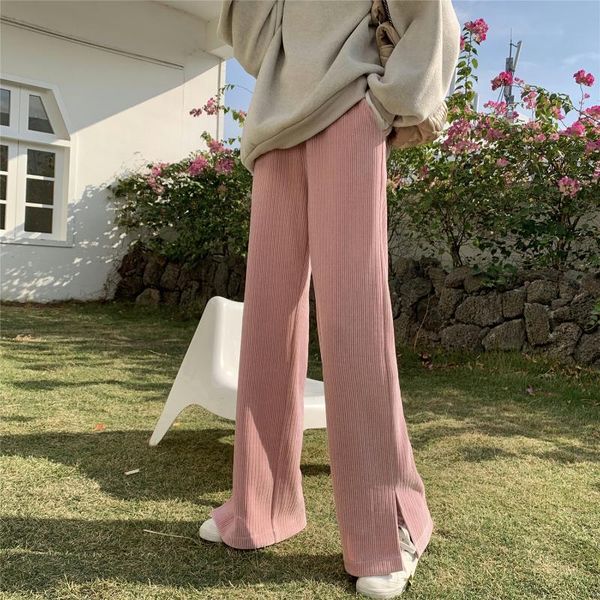 

women's pants & capris corduroy wide leg vertical feeling autumn 2021 high waist split show thin design floor, Black;white