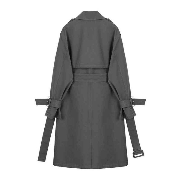 

women's trench coats [eam] women gray brief bandage big size lapel long sleeve loose fit windbreaker fashion spring autumn 2022 1da757, Tan;black