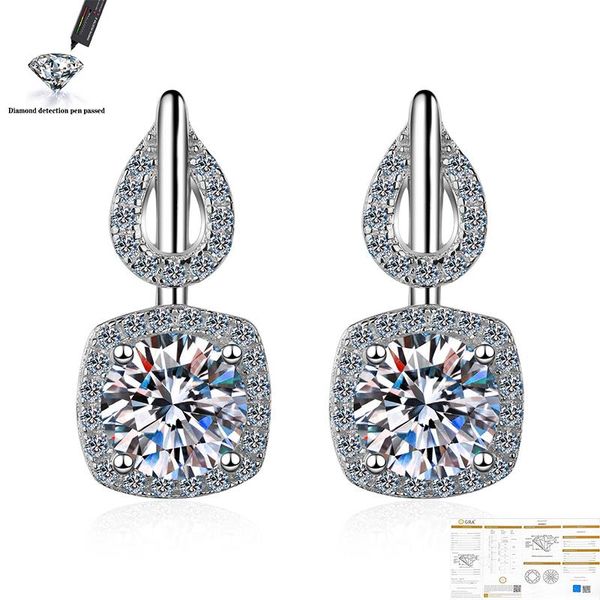 

stud moissanite earrings for women 0.8ct white d color four s925 sterling silver gold plated fine jewelry, Golden;silver