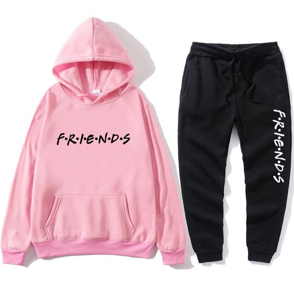 

men's tracksuits suit two piece fashion friends hoodie street sweatshirt autumn brand clothing + pants set, Gray