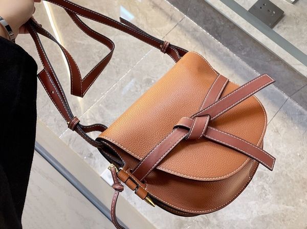 

retro saddle bag splice bowtie leather lychee pattern one shoulder hand slung half round bags