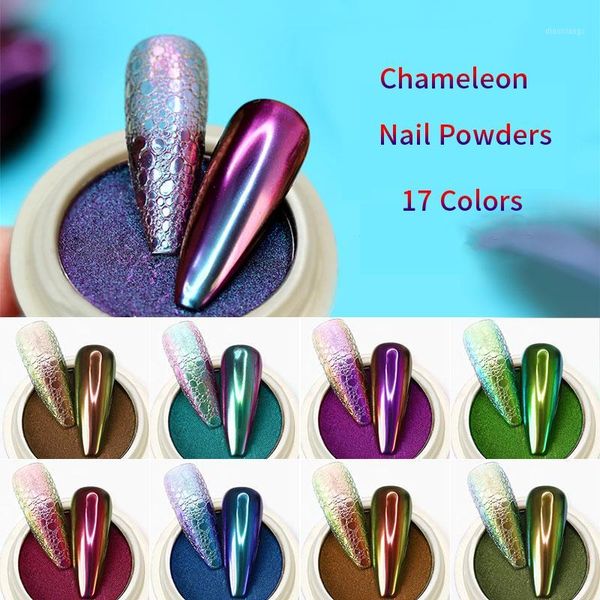 

1g/box chameleon mirror nail glitter powders aurora effect art chrome pigment dust diy uv polish laser manicure decorations1, Silver;gold