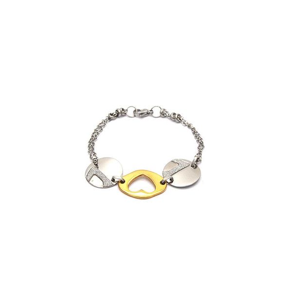 

link, chain wholesale stainless steel silver bracelets round heart geometric fashion for women br05208, Black