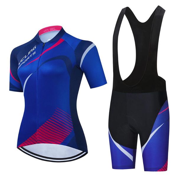 

women short sleeve jersey set mtb cycling clothing ropa ciclismo summer road bike clothes lady team triathlon uniform breathable racing sets, Black;blue