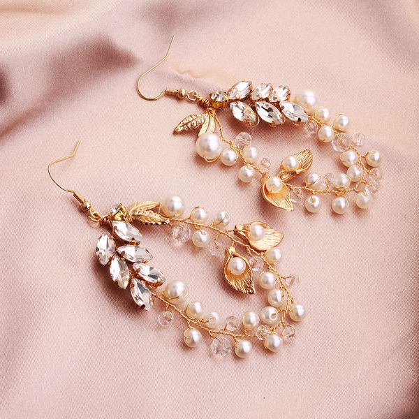 

gorgeous big dangle earrings golden color wedding earrings crystal pearl bridal jewelry handmade drop earring jcc119, Silver