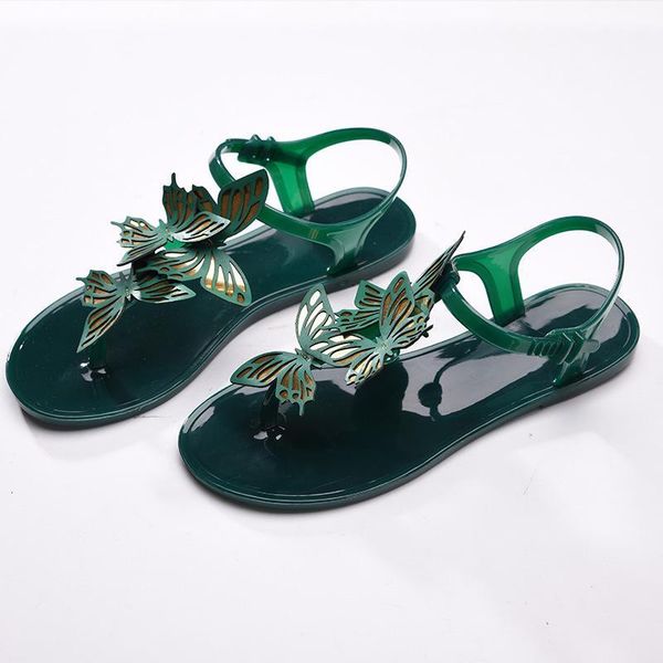 

sandals jelly women's flat flip flop women casual slippers non slip beach shoes butterfly sandalias mujer odc9, Black