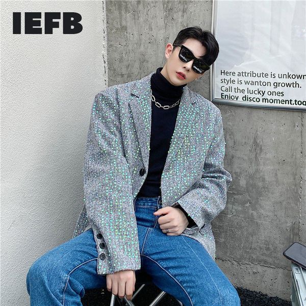 

iefb spring trend fashionable embroidery sequin loose suit coat for men casual high street blazers korean 9y4721 210524, White;black