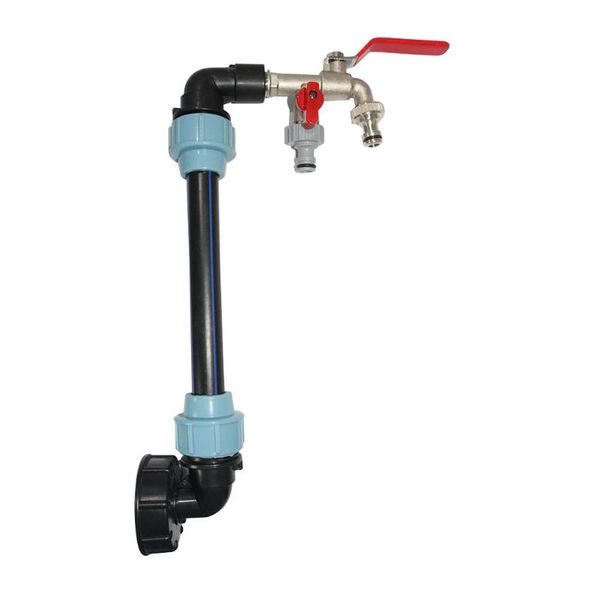 

watering equipments ibc swan neck 3/4 inch adaptor with outlet tap tank accessories three-way double faucet coarse thread garden hose