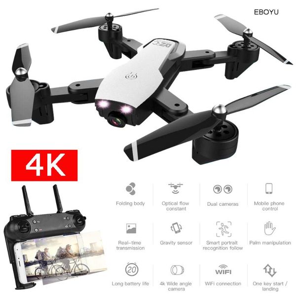 

wifi fpv rc drone 4k/1080p wide angle dual cameras optical flow altitude hold quadcopter -20min flight time drones