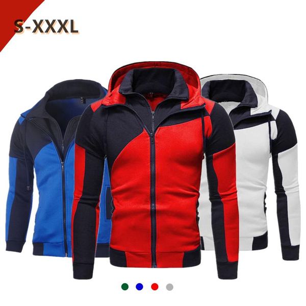 

men's hoodies & sweatshirts colour for men 2021 outdoor sport simple blue single zip-up male hoodie jacket coat s-xxxl, Black