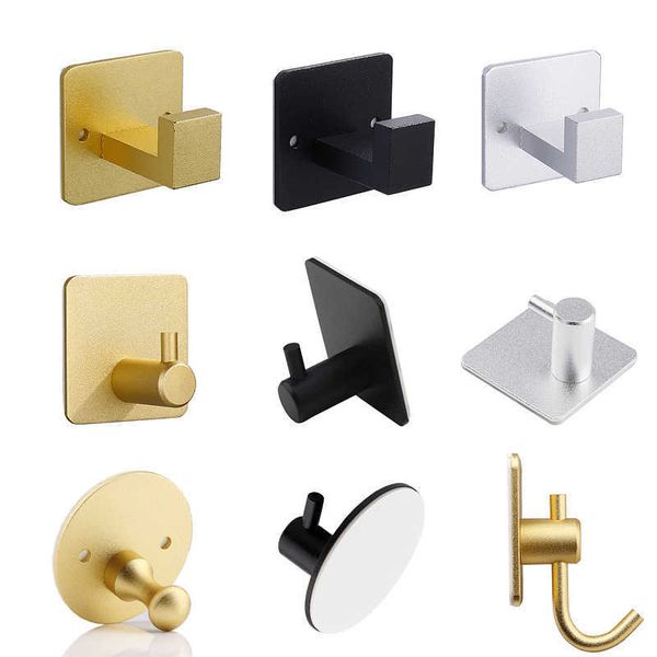 

adhive hook self-adhive metal bathroom hole space aminum single cloth