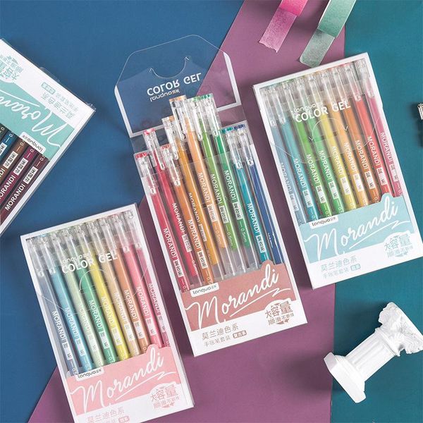 Penne Gel 9 Pz/lotto 0.5mm Morandi Grigio Penna di Colore Set Vintage Studente Marker Liner Materiale Scolastico Cancelleria Per Ufficio