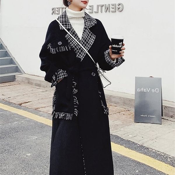 

new super long over the knee small fragrant woolen coat for fall / winter 2020, Black