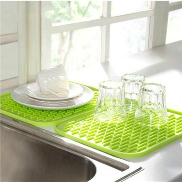 

kitchen storage & organization sink mat dishes cup dry rack silicone pot holder heat resistant can opener non-slip table placemat