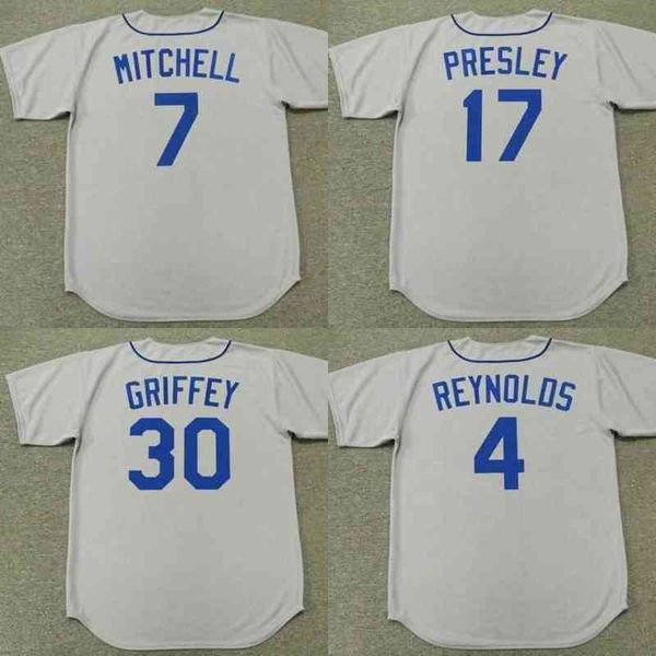 

men 4 harold reynolds 7 kevin mitchell 17 jim presley 1979 baseball jersey, Black