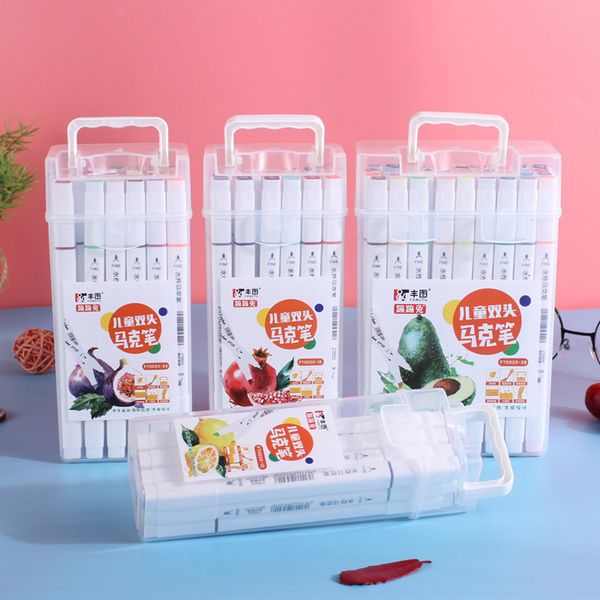 

painting pens double head marker set children's primary school painting art environmental protection washable water color pen prize, Black;red