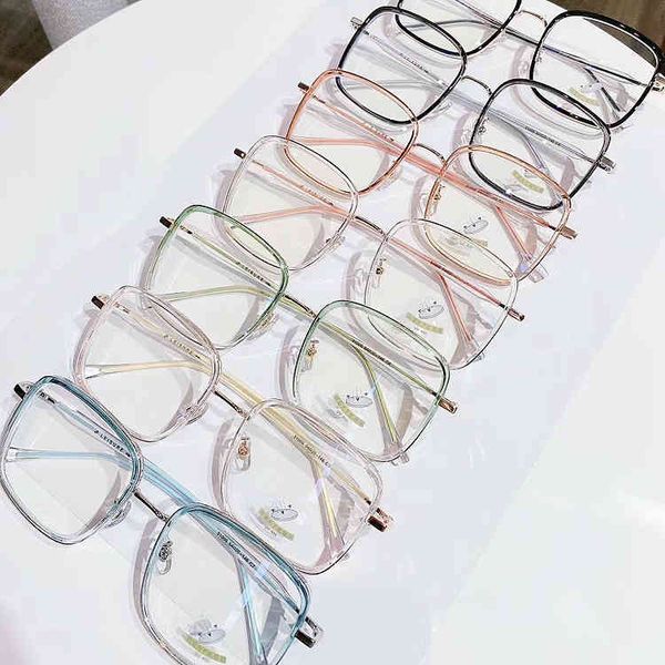 

celebrity square big transparent frame anti blue light gradient myopia optical frame women eyewear men eyeglass eye glass, White;black