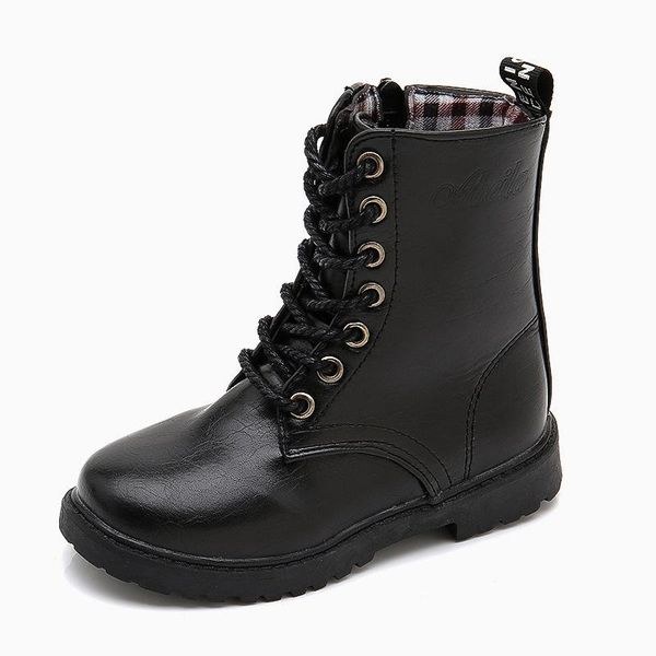 

boots children for boys girls kids motorcycle fashion classic big teenagers students size 27-38 zipper, Black;grey