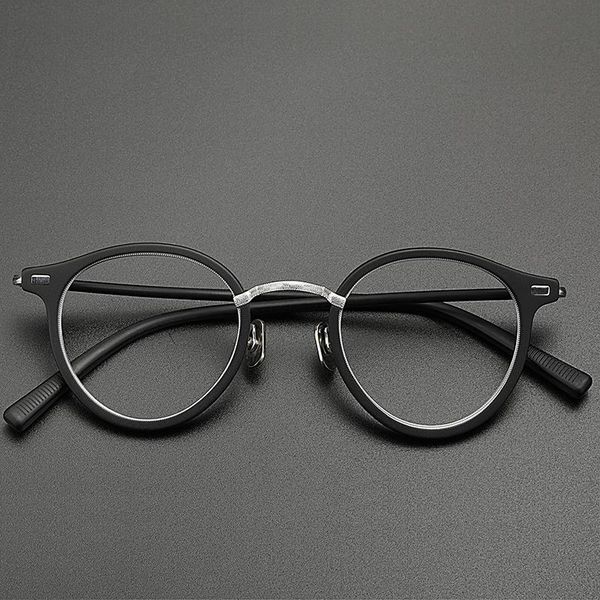 

fashion sunglasses frames vintage acetate glasses frame men titanium round prescription eyewear myopia reading women optical ey, Black