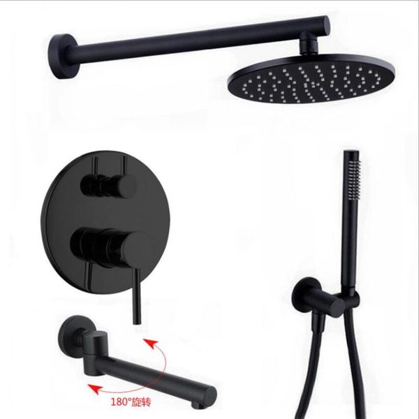 

bathroom shower heads dofaso luxury antique celling insert brass black set 8" rianfall head concealed faucet wall mount