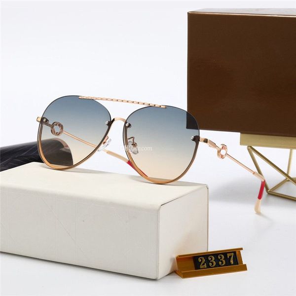 

2023 luxury brand round pink designer sunglasses for women metal sun glasses 2237 man uv400 gradient designers eyewear female, White;black