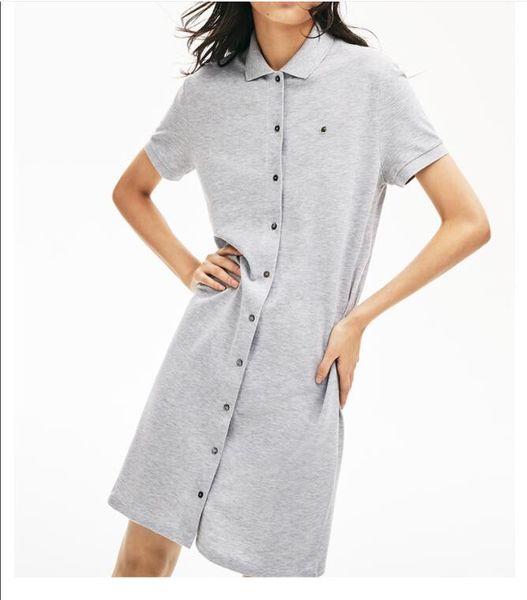 

women summer crocodile dress fashion 100% cotton polo shirt dresses casual clothing a-line fal, Black;gray