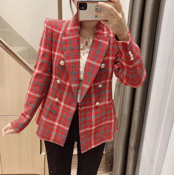 

women's suits & blazers fashion double breasted plaid work office lady spring autumn women suit slim business female blazer coat s808 0, White;black