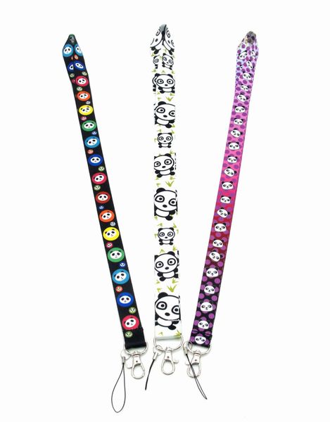 

panda phone cartoon student card work key chain badges card tether blue pink red lanyard gift whole, Silver