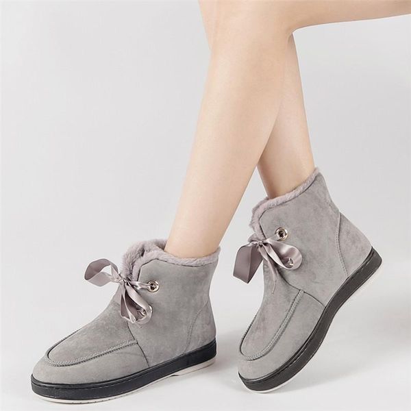 

boots 2021 winter snow women lace up thick fur warm female shoes fashion ankle, Black