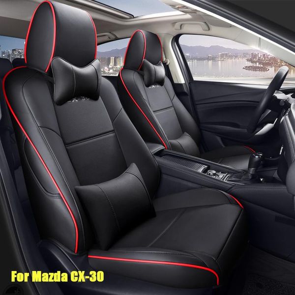 

car seat covers fashion style custom fit for cx-30 2021 pu leather embroidered logo interior automotive accessories