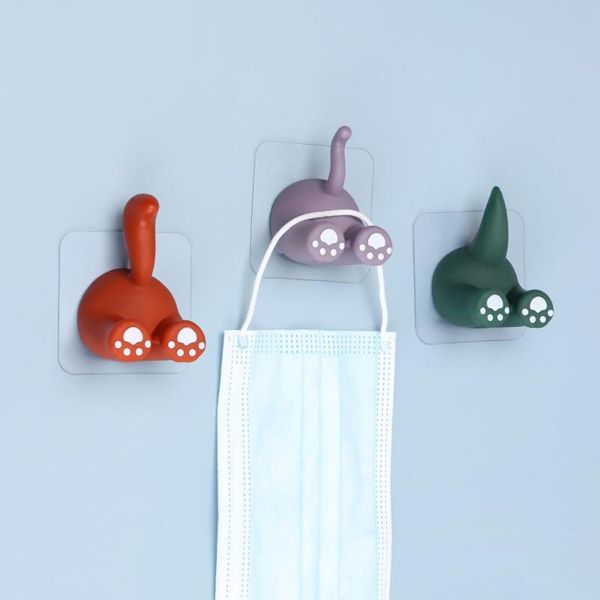 

hooks & rails bathroom supplies storage racks no trace animal tail wall hook key holder traceless coat hanger