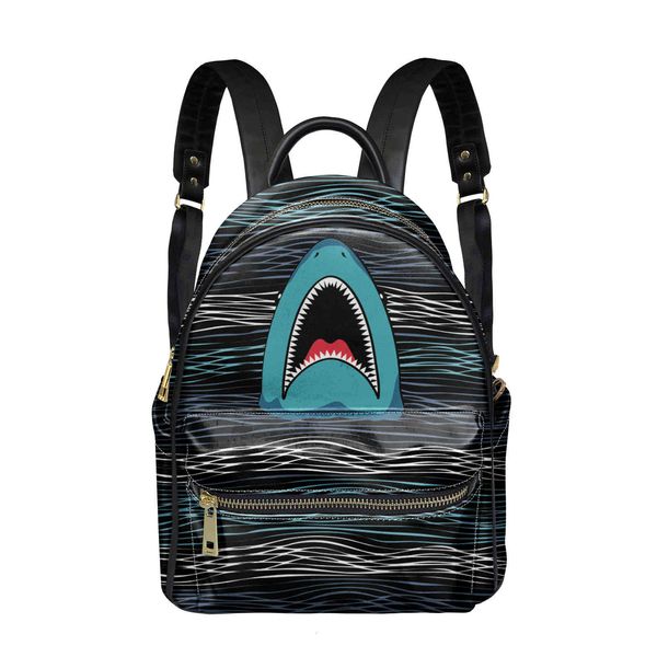 

handbag shark figure backpack printing convenient and fashionable bag women's shopping travel custom, Black;red