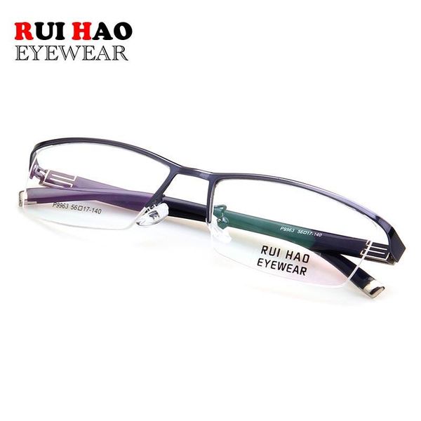 

fashion sunglasses frames optical glasses frame super light alloy tr90 temple half rimless design high elasticity prescription eyeglasses, Black