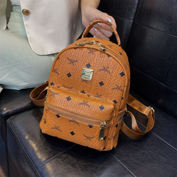 

outlet online 70% off sale 2021 new backpack women's versatile soft leather schoolbag trendy korean version high-capacity fashion print