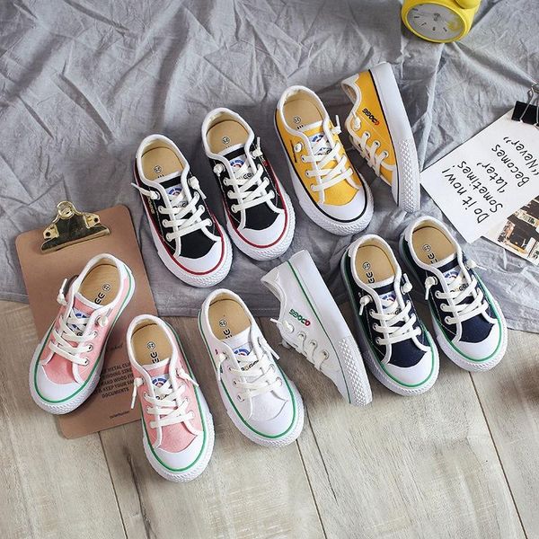 

sneakers children's canvas shoes 2021 spring/autumn elastic belt boy's/girl's fashion trend all kinds of kid's casual, Black;red