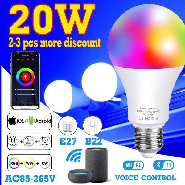 

bulbs rgb spotlight lampadine led bulb smart spot lamp colorful light rgbww ampul 20w wifi/ir remote control energy saving