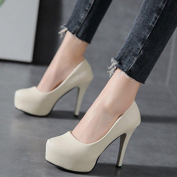 

dress shoes women's pumps thin heel high heels 12cm pointed women platform wedding party 2021, Black