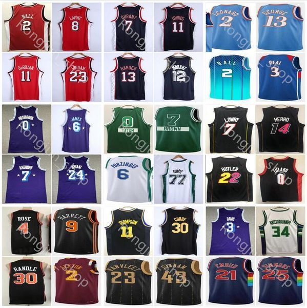 

2021 city 75th 2022 mens edition basketball jimmy butler 22 tyler herro 14 dwyane wade 3 kyle lowry 7 damian lillard 0 james 6 lonzo ball 2, Black;red