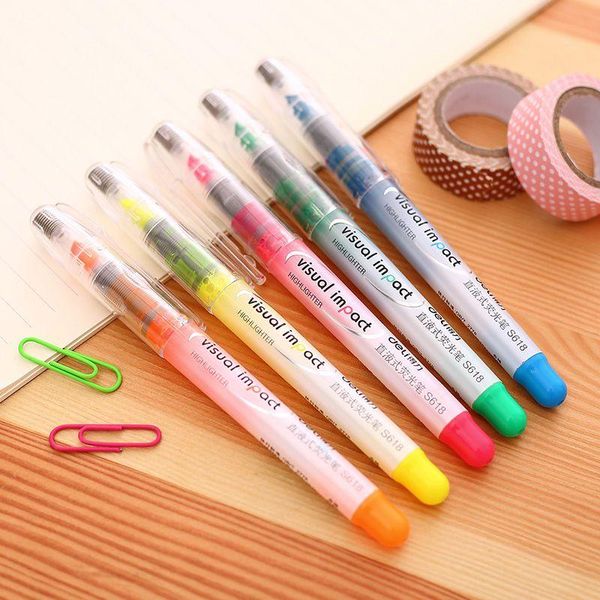 

highlighters deli s618 straight liquid fluorescent pen 5 color key circle marking marker, Black;red