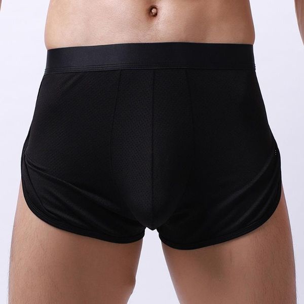 

underpants men's boxers comfy bottom shorts pants mesh breathable underwear fashion bulge pouch briefs trunks nightwear, Black;white