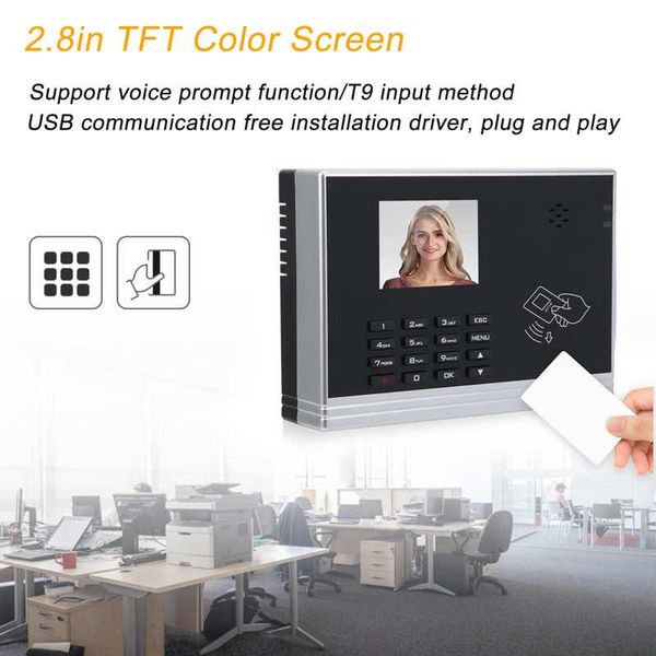 

2.8in color display time attendance usb tcp/ip id card password clock-in machine 110-270v fingerprint access control