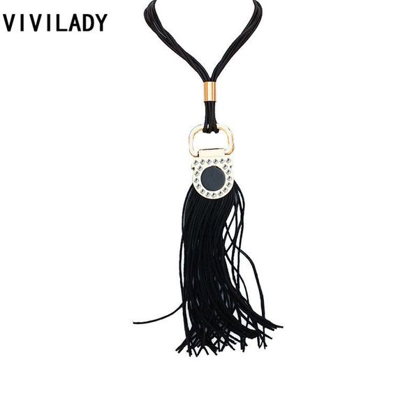

fashion women tassel pendant long necklace crystal layers statement zinc alloy trendy jewelry christmas accessories necklaces, Silver