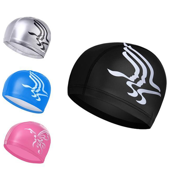 

swimming caps swim cap elastic waterproof pu fabric protect ears long hair sports pool hat size for men & women adults