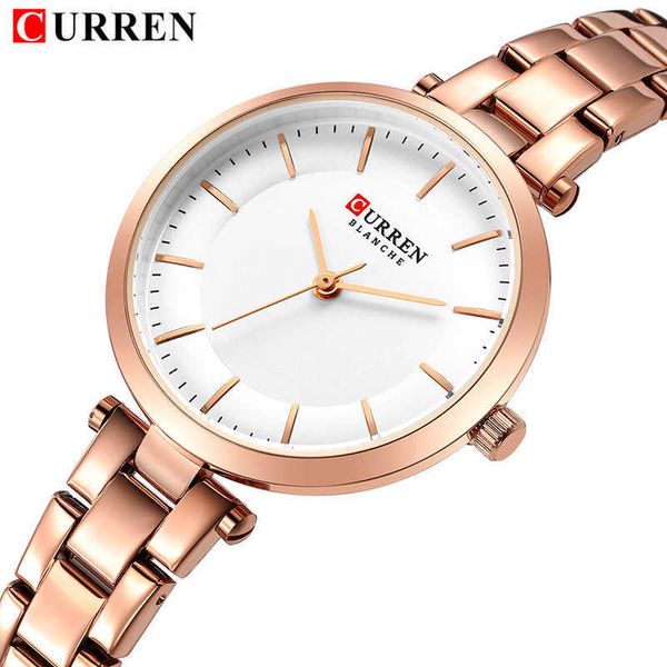 

curren watch women luxury brand dress ladies watches stainless steel rose gold wrist watches for women bayan kol saati 210527, Slivery;brown