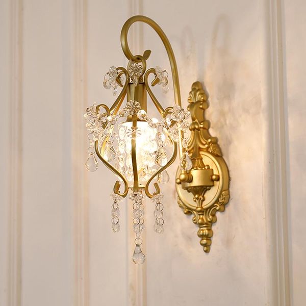 

wall lamps american crystal light simple mirror headlight aisle lamp gold bedside nordic el living room background