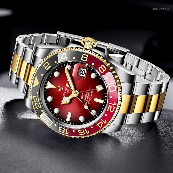 

wristwatches 2021 lige sapphire watches for men ceramic bezel gmt automatic watch 100m waterproof sport mechanical, Slivery;brown