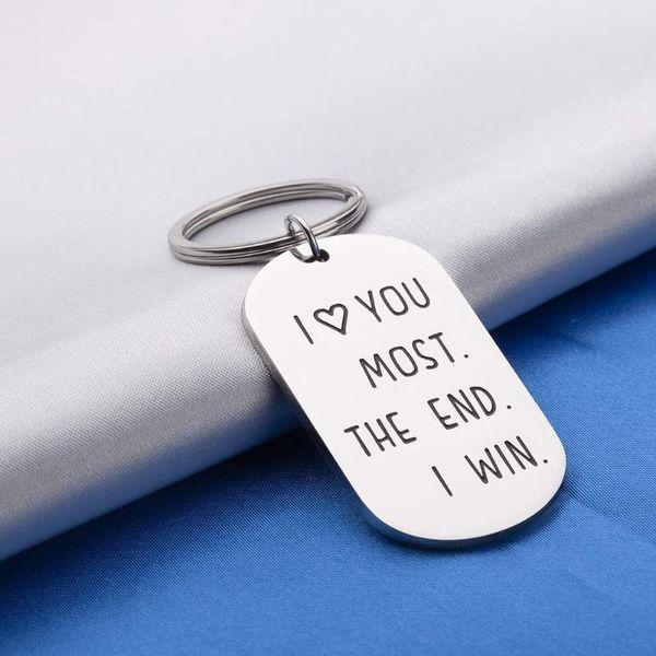 

keychains jewelry key chains couples i love you most the end win gifts for girlfriend boyfriend husband wife, Silver