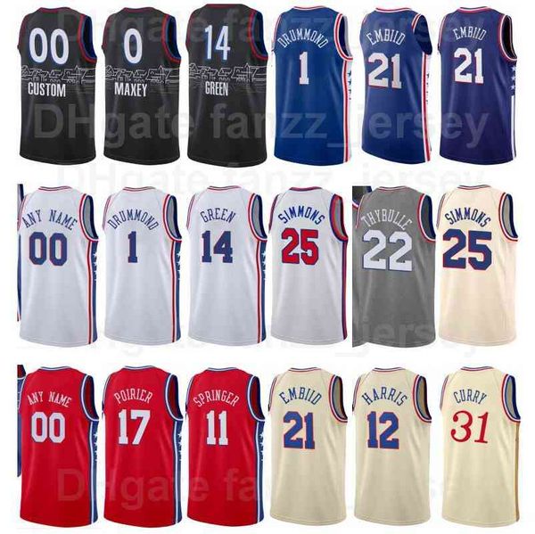 Basket stampato Georges Niang Jersey 20 Isaiah Joe 7 Furkan Korkmaz Matisse Thybulle 22 30 Shake Milton 18 Paul Millsap 8 Blu Bianco Nero Beige Uomo Bambini Donna