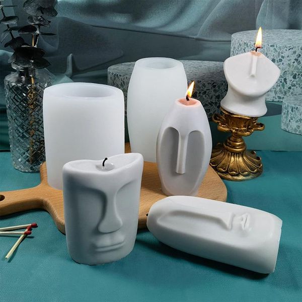 

craft tools diy 3d candle mold handmade human face shape silicone home ornament plaster concrete cement resin mould making tool